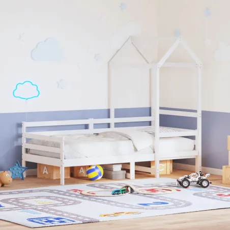 Lit de jour avec toit sans matelas blanc 80x200 cm bois massif
