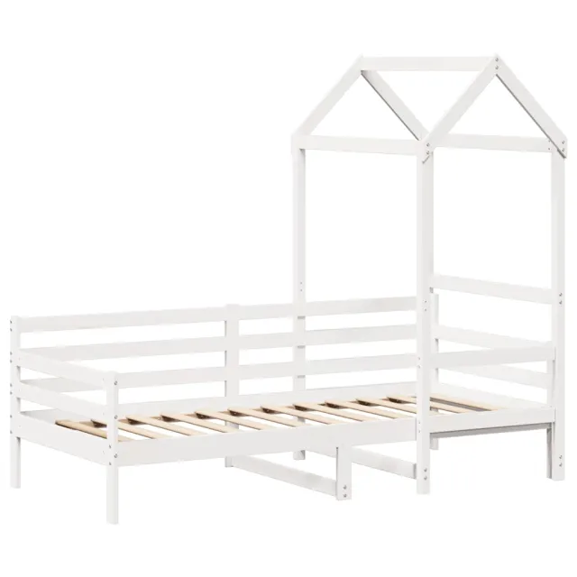 Lit de jour avec toit sans matelas blanc 80x200 cm bois massif