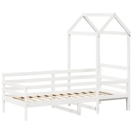 Lit de jour avec toit sans matelas blanc 80x200 cm bois massif