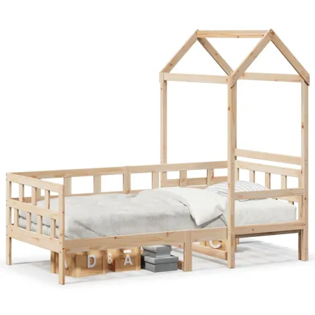 Lit de jour avec toit sans matelas 90x190 cm bois massif