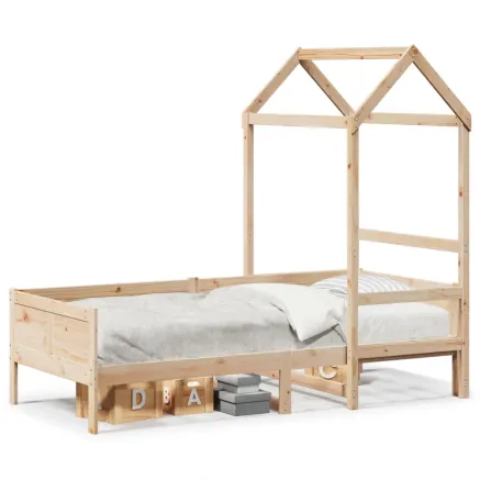 Lit de jour avec toit sans matelas 80x200 cm bois massif 2