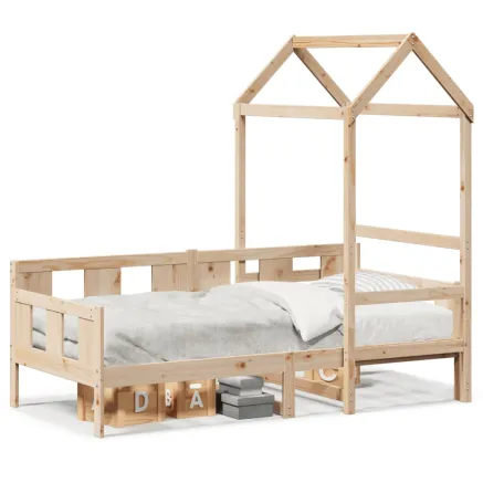 Lit de jour avec toit sans matelas 90x200 cm bois massif 2