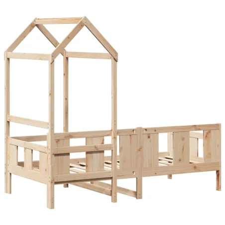 Lit de jour avec toit sans matelas 90x200 cm bois massif