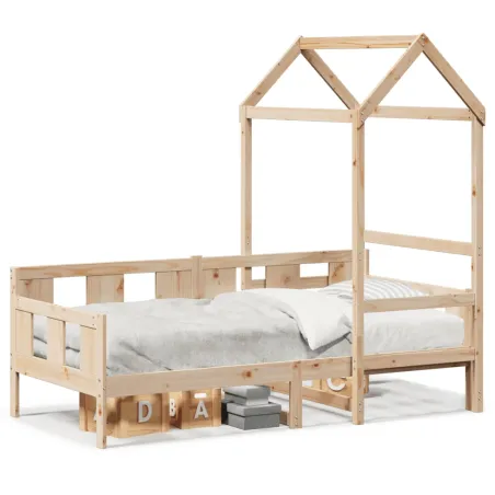 Lit de jour avec toit sans matelas 90x190 cm bois massif