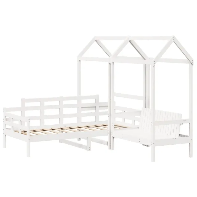 Ensemble de lit de jour et de banc et toit sans matelas blanc