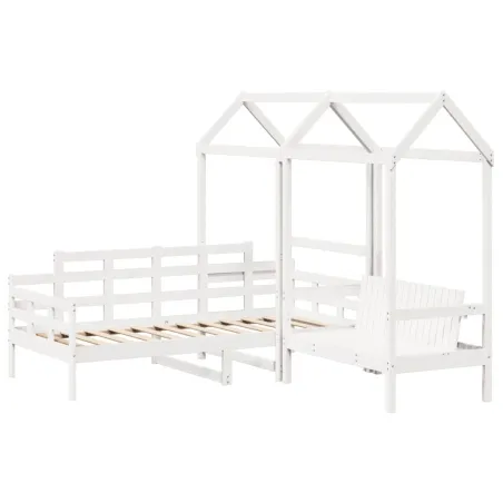 Ensemble de lit de jour et de banc et toit sans matelas blanc