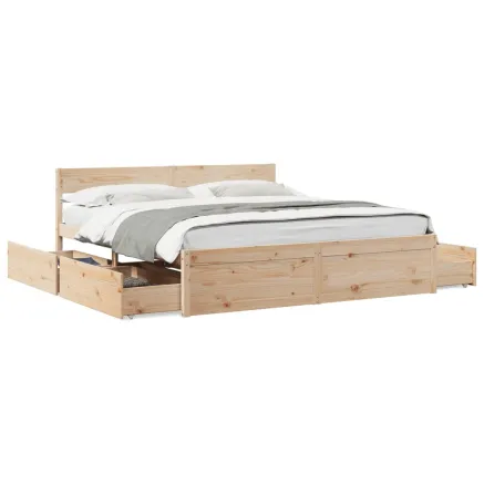 Cadre de lit sans matelas 200x200 cm bois massif de pin 2