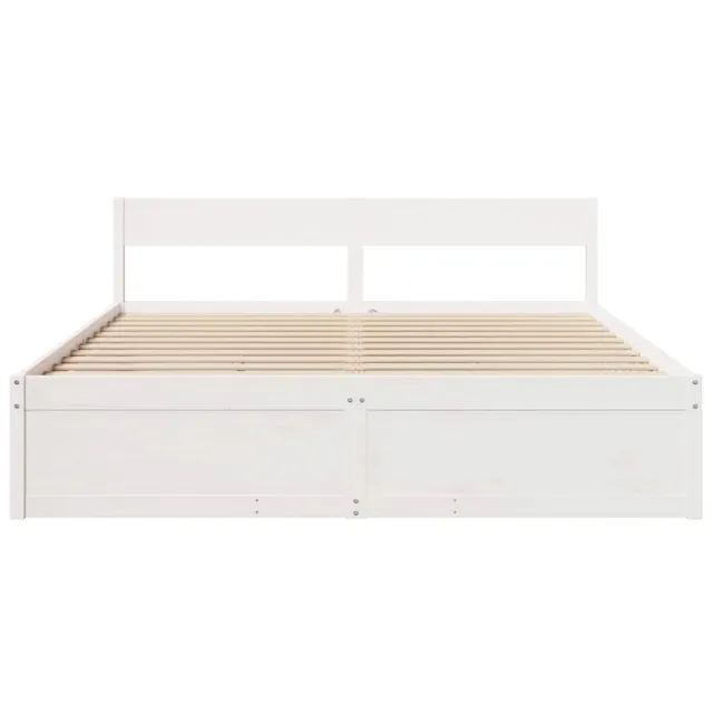 Cadre de lit sans matelas blanc 200x200 cm bois massif de pin
