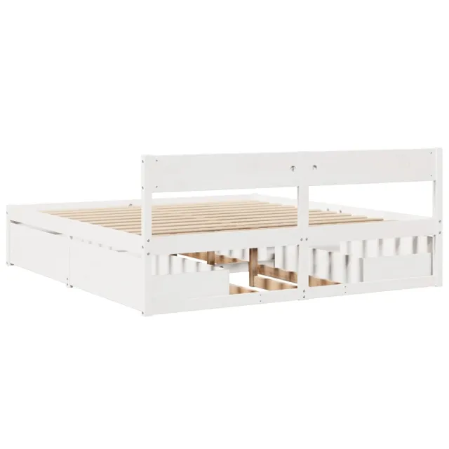 Cadre de lit sans matelas blanc 180x200 cm bois massif de pin