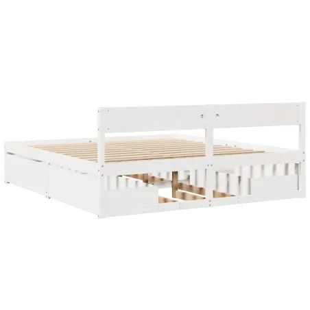 Cadre de lit sans matelas blanc 180x200 cm bois massif de pin