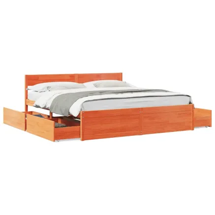 Cadre de lit sans matelas cire marron 180x200cm bois pin massif 2
