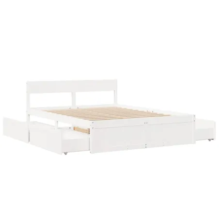 Cadre de lit sans matelas blanc 160x200 cm bois de pin massif