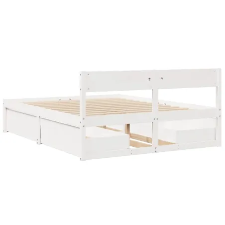 Cadre de lit sans matelas blanc 150x200 cm bois de pin massif
