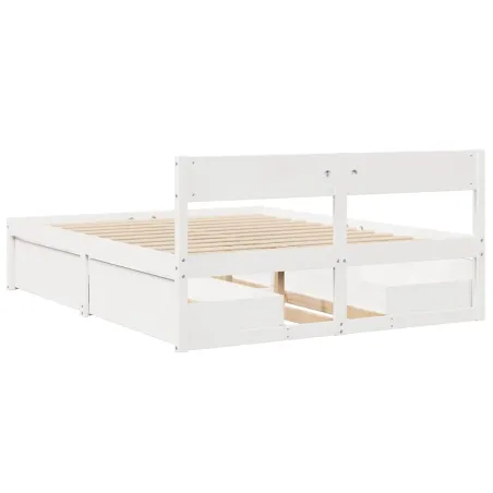 Cadre de lit sans matelas blanc 140x200 cm bois de pin massif