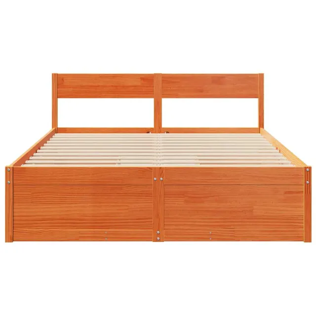 Cadre de lit sans matelas cire marron 140x200cm bois pin massif
