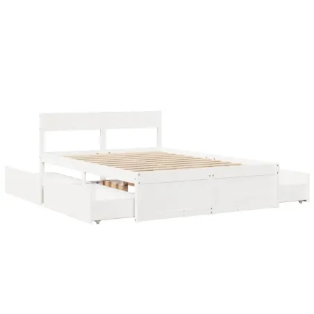 Cadre de lit sans matelas blanc 120x200 cm bois de pin massif
