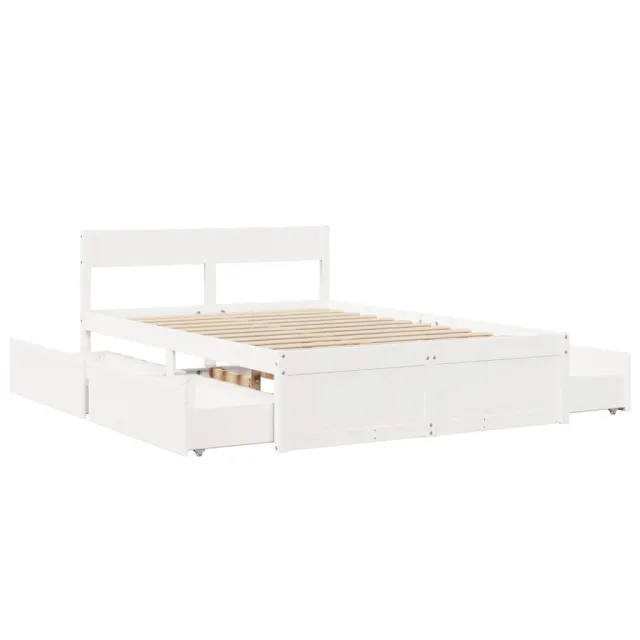 Cadre de lit sans matelas blanc 140x190 cm bois de pin massif