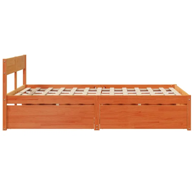Cadre de lit sans matelas cire marron 140x190cm bois pin massif