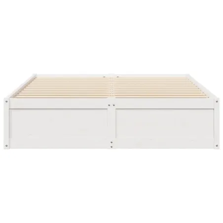 Cadre de lit sans matelas blanc 160x200 cm bois de pin massif