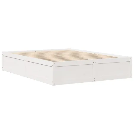 Cadre de lit sans matelas blanc 160x200 cm bois de pin massif