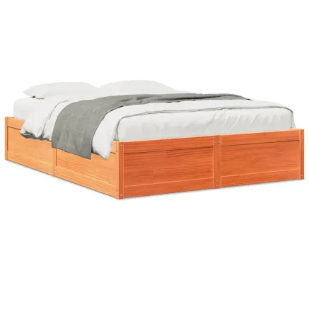 Cadre de lit sans matelas cire marron 160x200cm bois pin massif 2