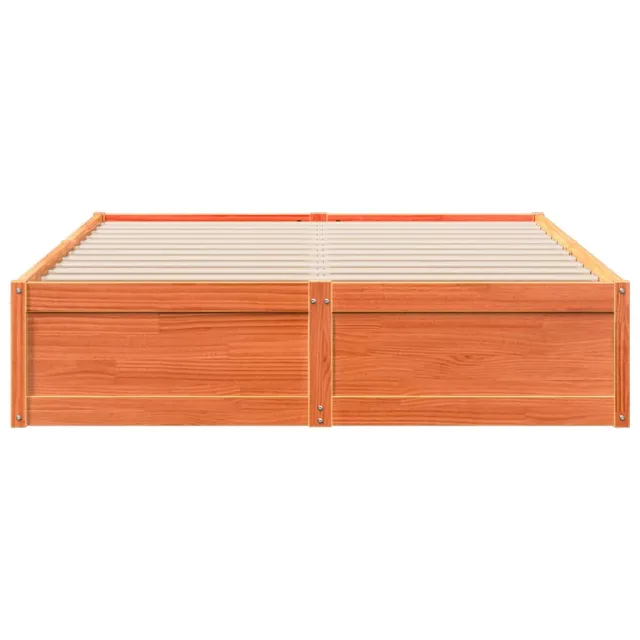Cadre de lit sans matelas cire marron 160x200cm bois pin massif