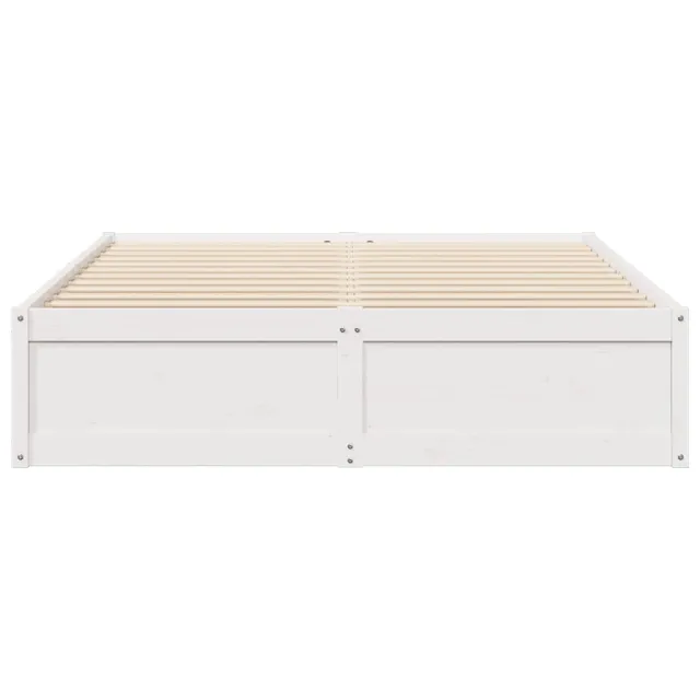 Cadre de lit sans matelas blanc 150x200 cm bois de pin massif