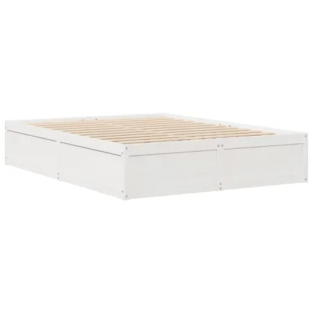 Cadre de lit sans matelas blanc 140x200 cm bois de pin massif