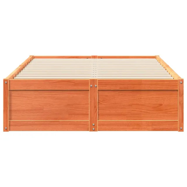 Cadre de lit sans matelas cire marron 120x200cm bois pin massif