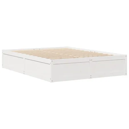 Cadre de lit sans matelas blanc 140x190 cm bois de pin massif