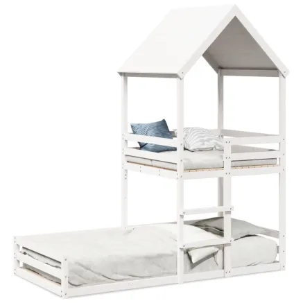 Lit superposé sans matelas blanc 90x200 cm bois de pin massif 2