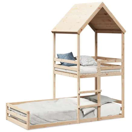 Lit superposé sans matelas 80x200 cm bois de pin massif 2