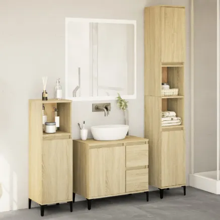 Ensemble de meubles de salle de bain 3 pcs chêne sonoma