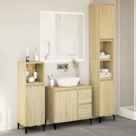 Ensemble de meubles de salle de bain 3 pcs chêne sonoma