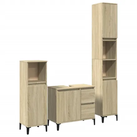 Ensemble de meubles de salle de bain 3 pcs chêne sonoma 2