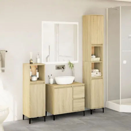 Ensemble de meubles de salle de bain 3 pcs chêne sonoma