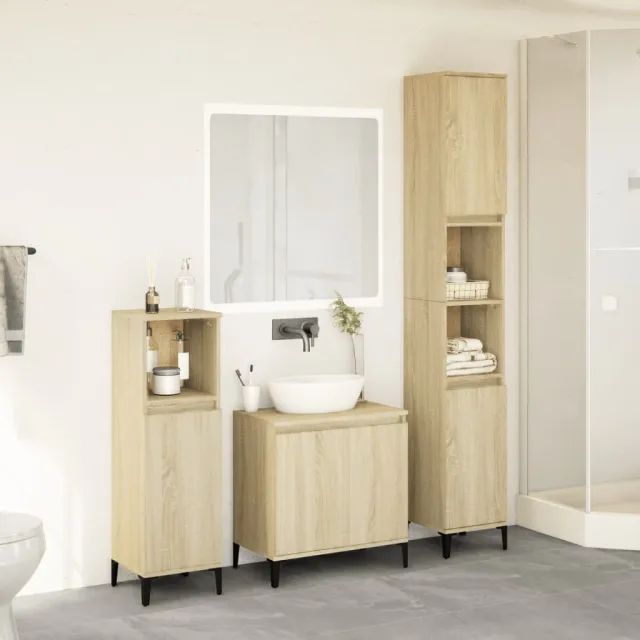 Ensemble de meubles de salle de bain 3 pcs chêne sonoma