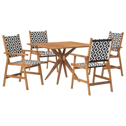 Ensemble à manger de jardin 5 pcs Bois d'acacia solide 2