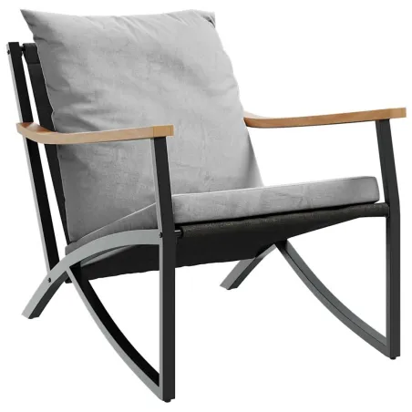 Ensemble de meubles de balcon avec coussins 3 pcs noir acier