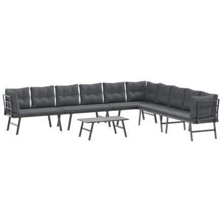 Ensemble de bancs de jardin avec coussins 5 pcs noir 2
