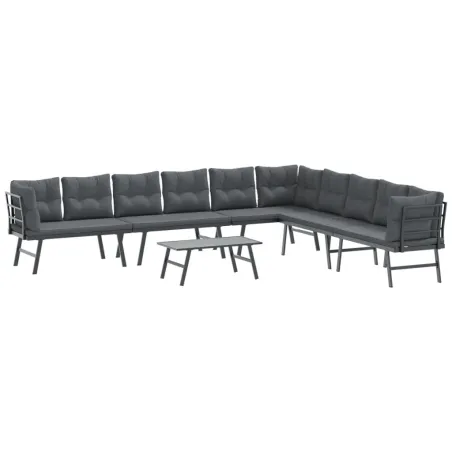 Ensemble de bancs de jardin avec coussins 5 pcs noir