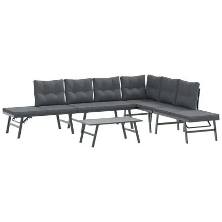 Ensemble de bancs de jardin avec coussins 5 pcs noir 2