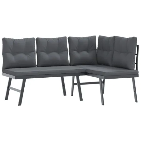 Ensemble de bancs de jardin avec coussins 5 pcs noir