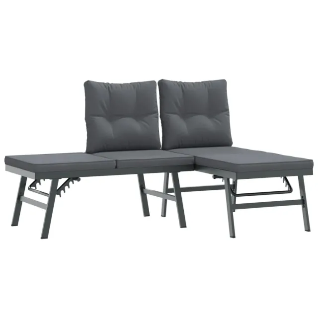 Ensemble de bancs de jardin avec coussins 5 pcs noir