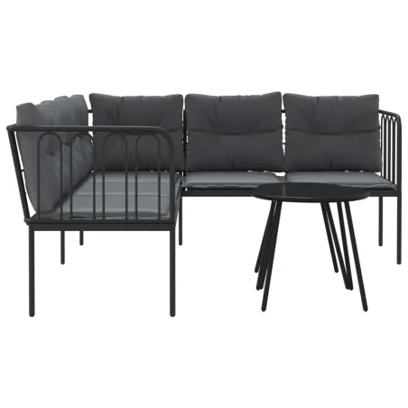 Ensemble de canapés de jardin et coussins noir acier textilène