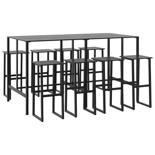 Ensemble de bar de jardin 9 pcs noir acier enduit de poudre