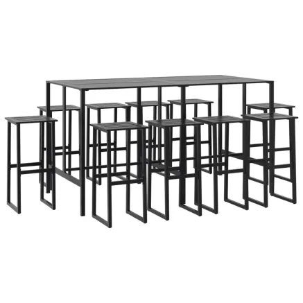 Ensemble de bar de jardin 11 pcs noir acier enduit de poudre 2