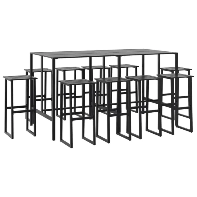 Ensemble de bar de jardin 11 pcs noir acier enduit de poudre