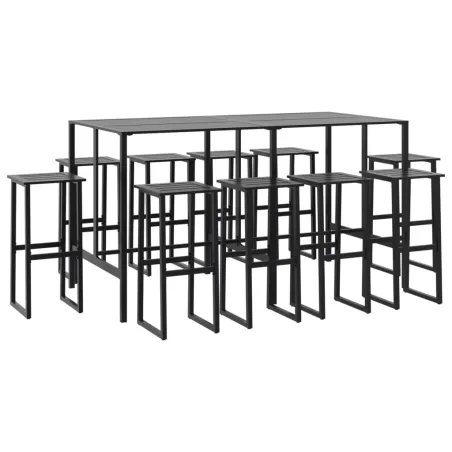 Ensemble de bar de jardin 11 pcs noir acier enduit de poudre