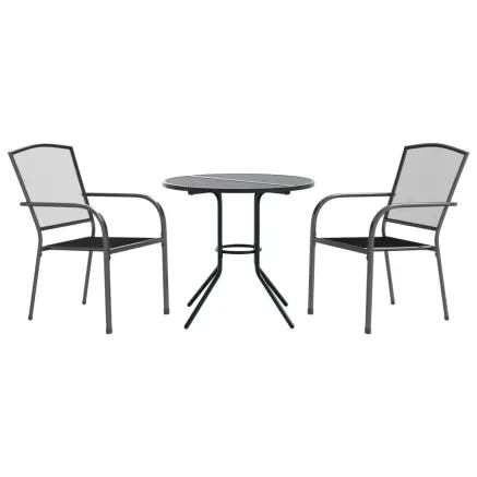 Ensemble de chaises de jardin empilables 3 pcs anthracite 2